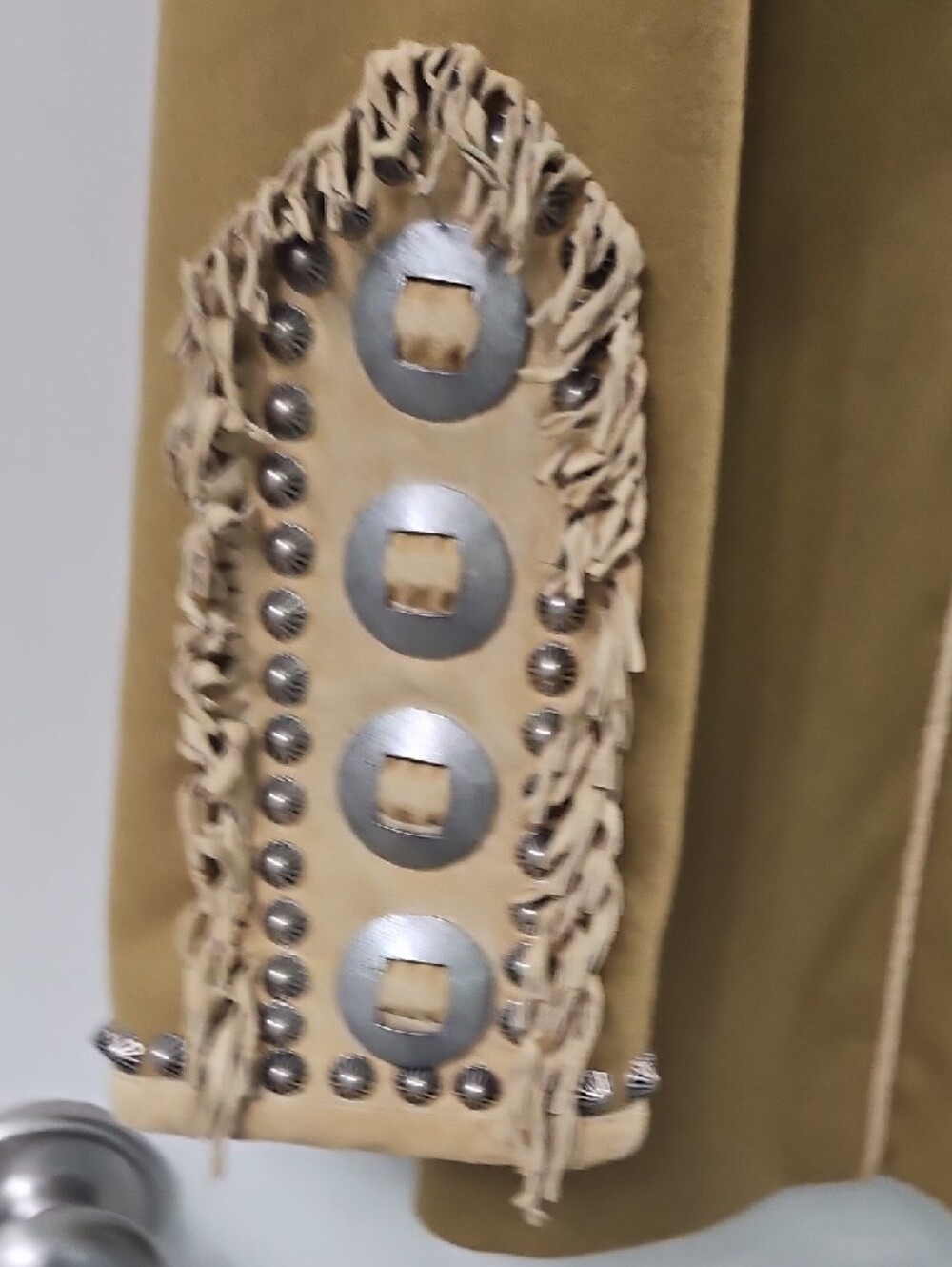 Double D Ranch Camel Fringe & Stud Military Pea Coat - Picture 3 of 7